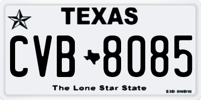 TX license plate CVB8085