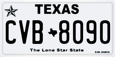 TX license plate CVB8090