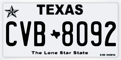 TX license plate CVB8092