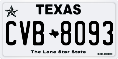 TX license plate CVB8093