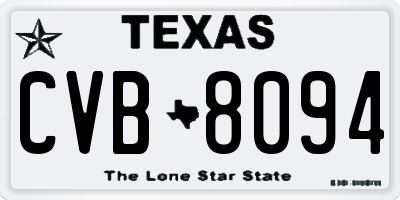 TX license plate CVB8094