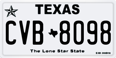 TX license plate CVB8098