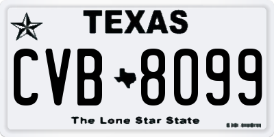 TX license plate CVB8099