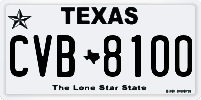 TX license plate CVB8100