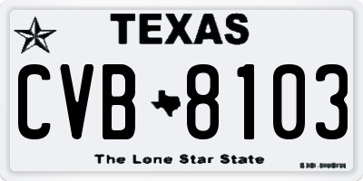TX license plate CVB8103