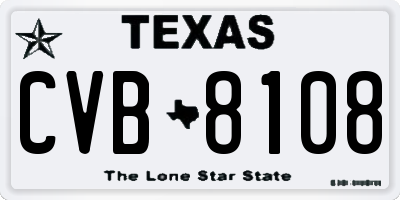 TX license plate CVB8108