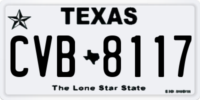 TX license plate CVB8117