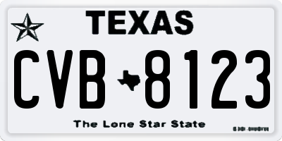 TX license plate CVB8123