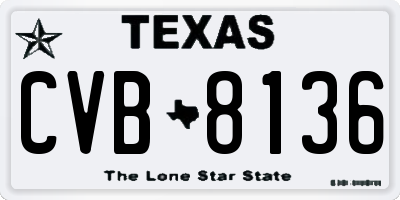 TX license plate CVB8136