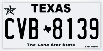TX license plate CVB8139