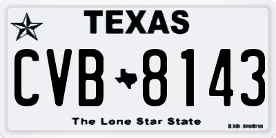 TX license plate CVB8143