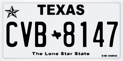 TX license plate CVB8147