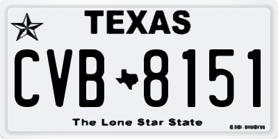 TX license plate CVB8151