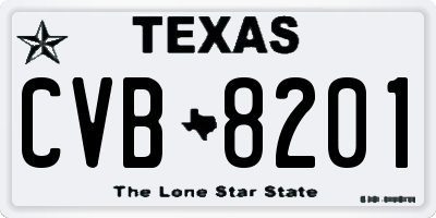 TX license plate CVB8201