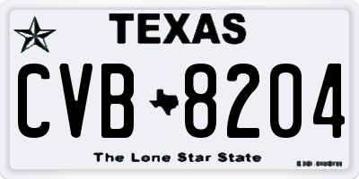 TX license plate CVB8204