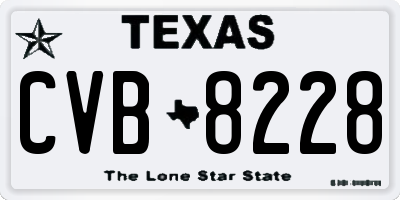 TX license plate CVB8228