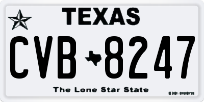 TX license plate CVB8247