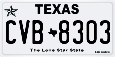 TX license plate CVB8303