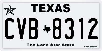 TX license plate CVB8312