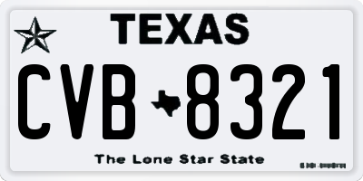 TX license plate CVB8321