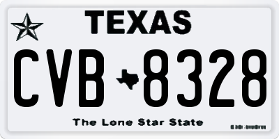 TX license plate CVB8328