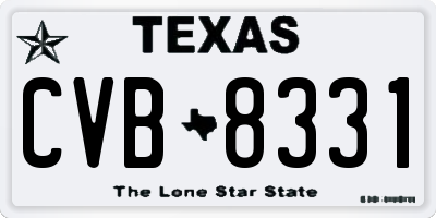 TX license plate CVB8331