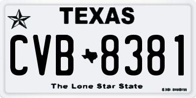 TX license plate CVB8381
