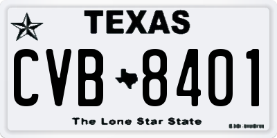 TX license plate CVB8401