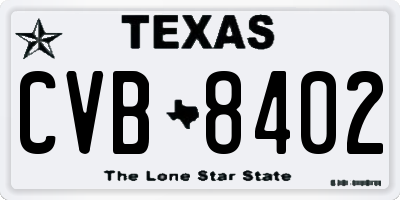 TX license plate CVB8402