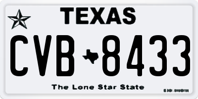 TX license plate CVB8433