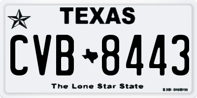 TX license plate CVB8443