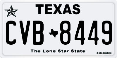 TX license plate CVB8449