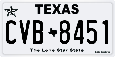 TX license plate CVB8451