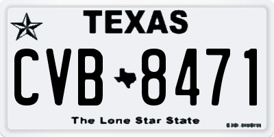 TX license plate CVB8471