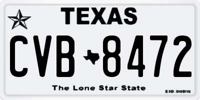 TX license plate CVB8472