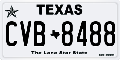 TX license plate CVB8488