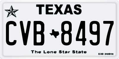 TX license plate CVB8497