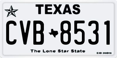 TX license plate CVB8531