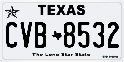 TX license plate CVB8532