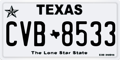 TX license plate CVB8533