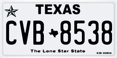 TX license plate CVB8538