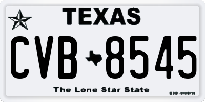 TX license plate CVB8545