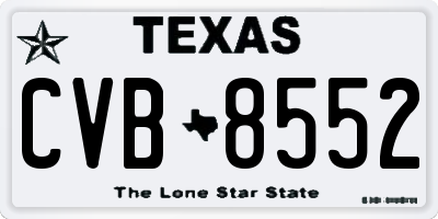 TX license plate CVB8552