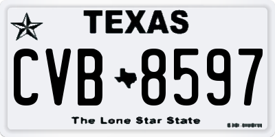 TX license plate CVB8597