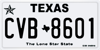 TX license plate CVB8601