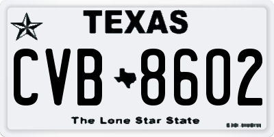 TX license plate CVB8602