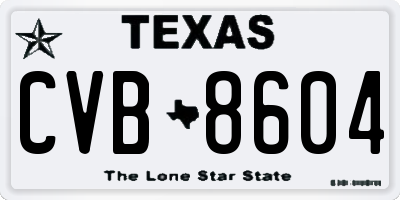 TX license plate CVB8604