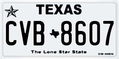 TX license plate CVB8607