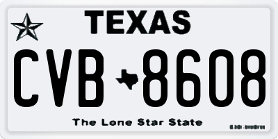 TX license plate CVB8608