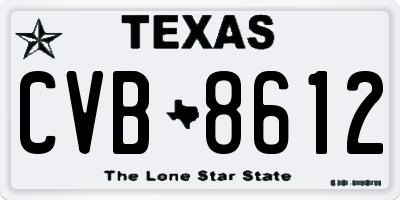 TX license plate CVB8612